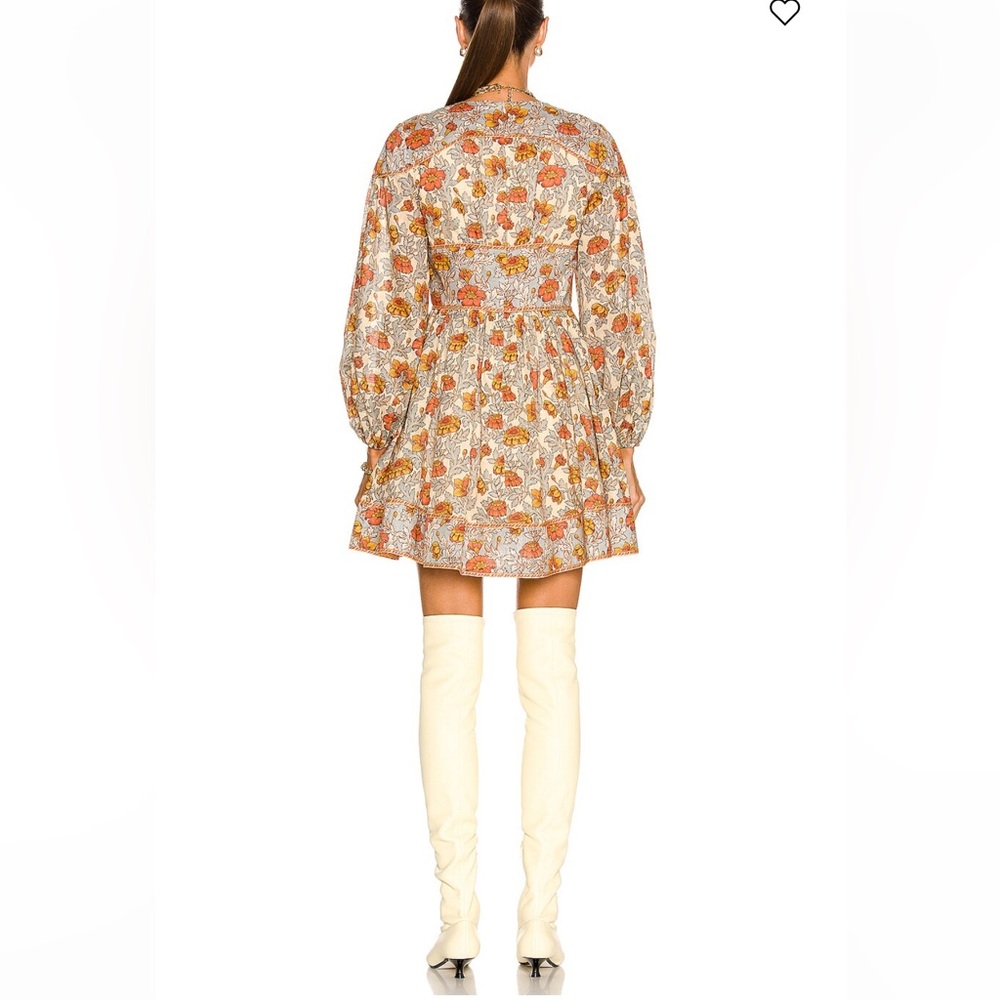Zimmermann Andie Buttoned Mini Dress in Blue Floral 0P - Picture 8 of 14